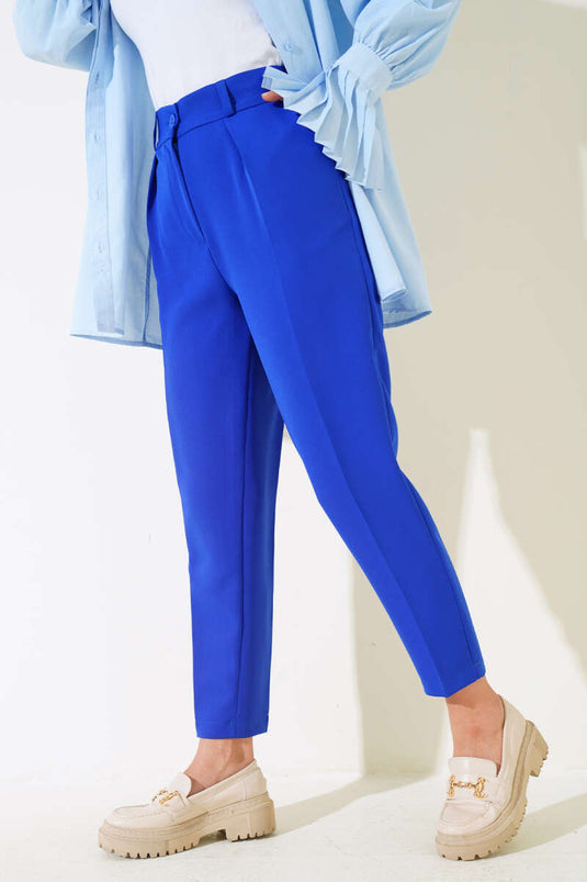 Pantalon plissé taille haute en tissu Saks