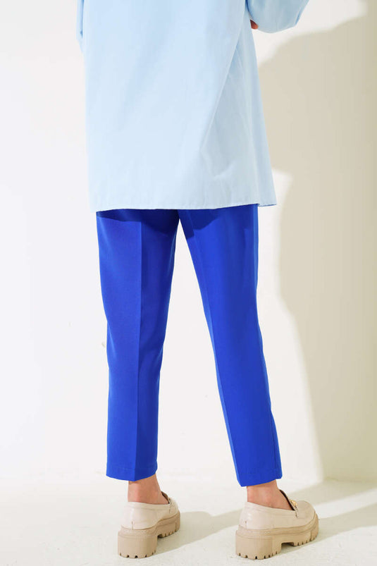 Pantalon plissé taille haute en tissu Saks