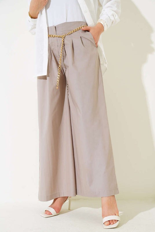 Geplooide kettingriembroek van nerts