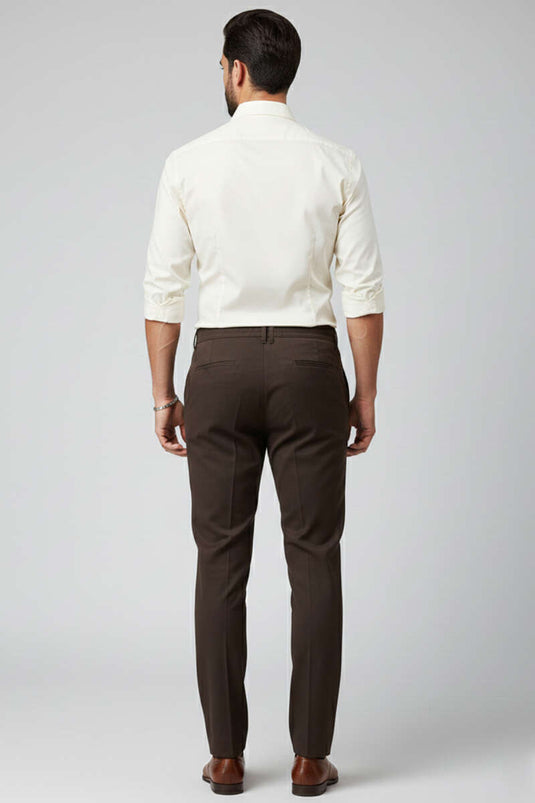 Pantalon pour homme à cordon de taille sans ceinture Marron