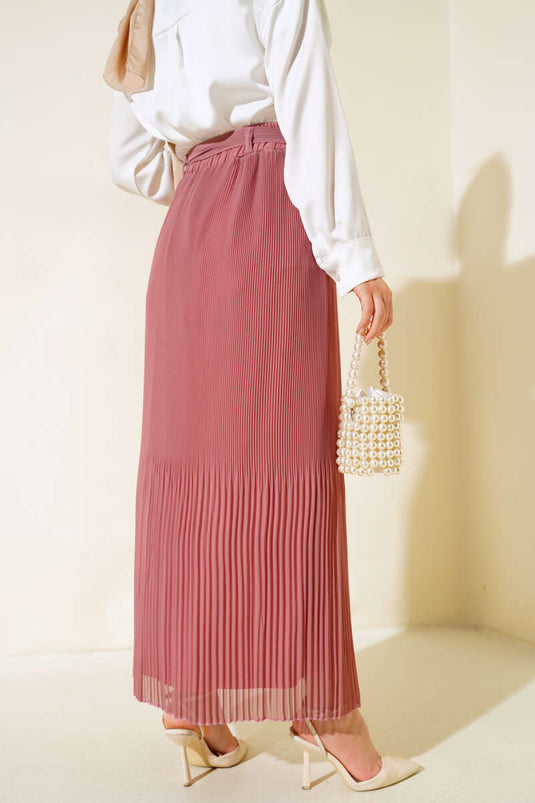 Geplooide gedetailleerde chiffon rok Dusty Rose