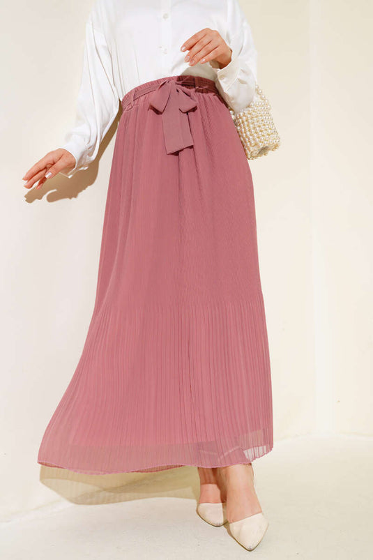 Pleated Detailed Chiffon Skirt Rose Dust