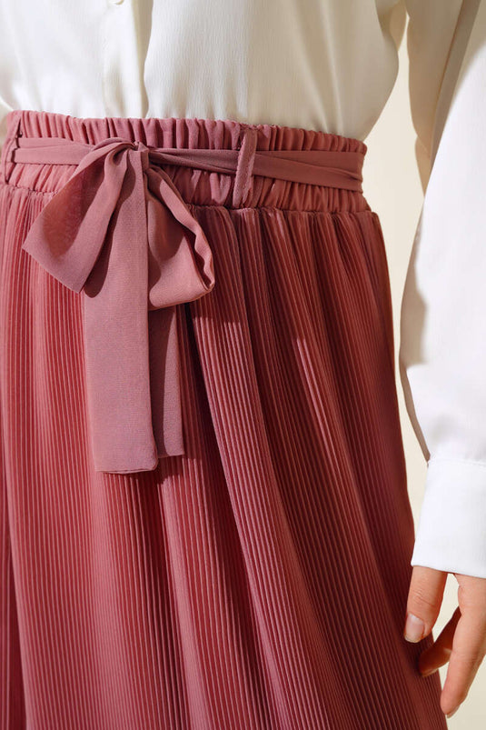 Geplooide gedetailleerde chiffon rok Dusty Rose