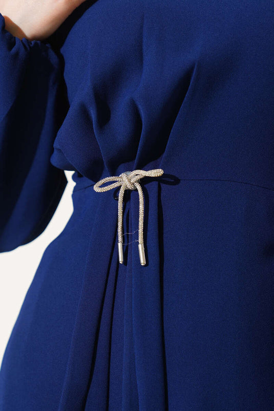 Ensemble deux pièces tunique à jupe plissée bleu marine