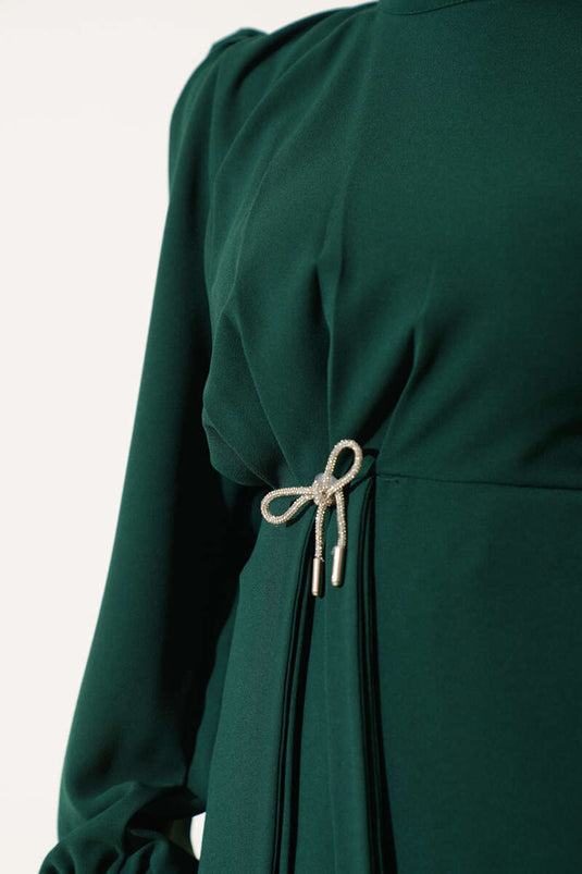 Ensemble deux pièces tunique plissée à jupe émeraude