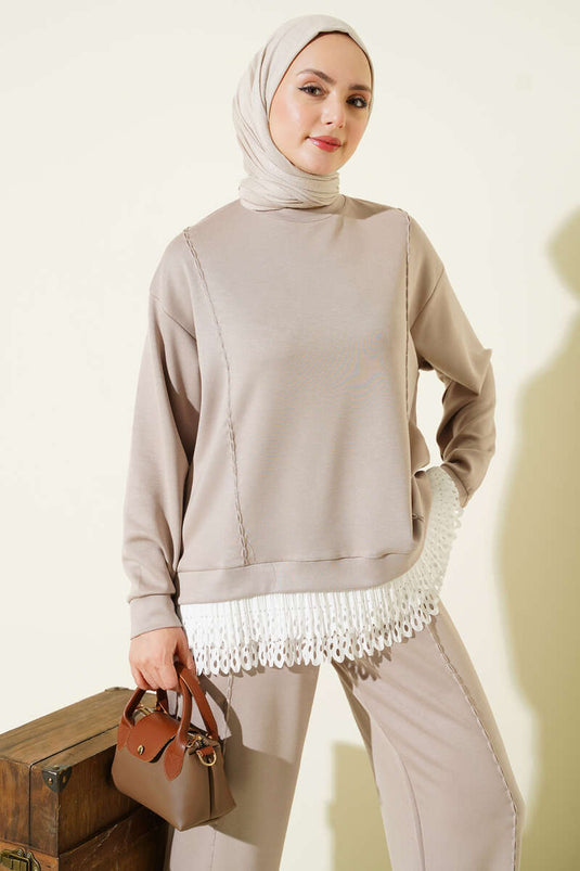 Pilise Garnili Takım Bej