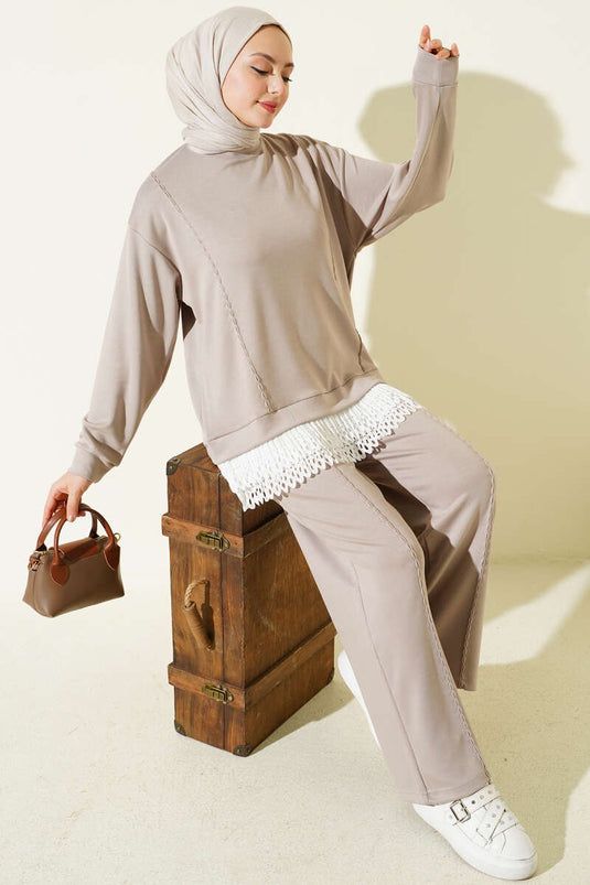 Pilise Garnili Takım Bej