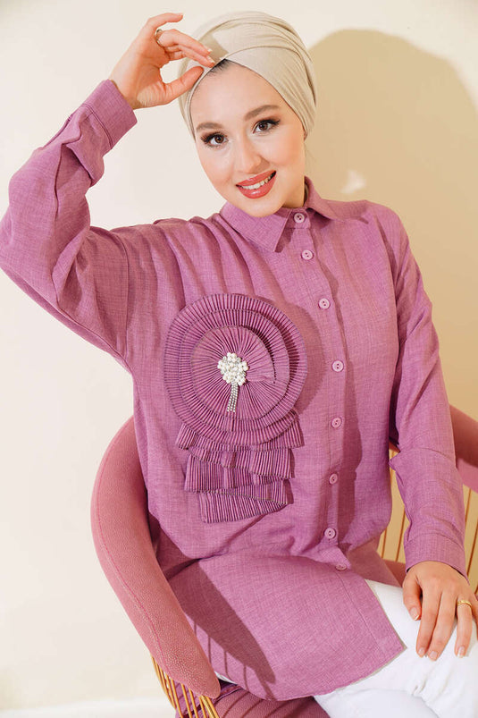 Pleated Swirled Shirt Rose Dust