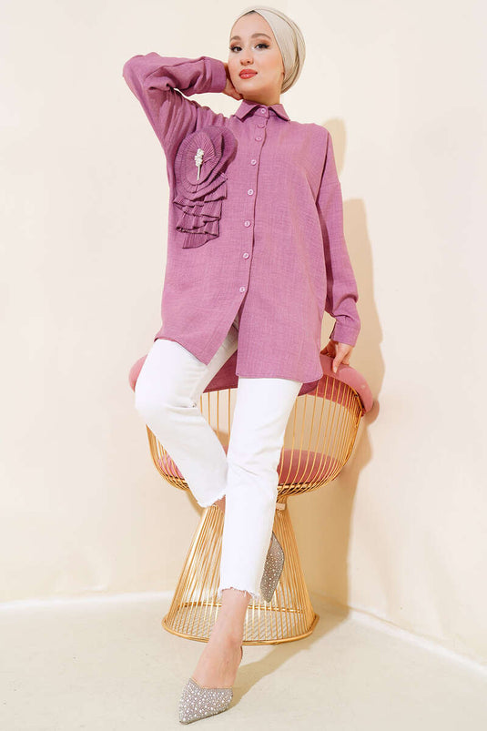 Pleated Swirled Shirt Rose Dust