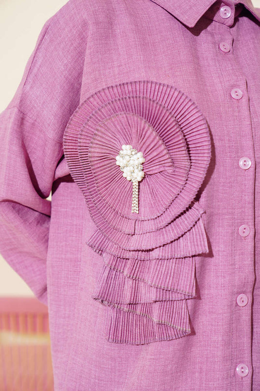 Pleated Swirled Shirt Rose Dust
