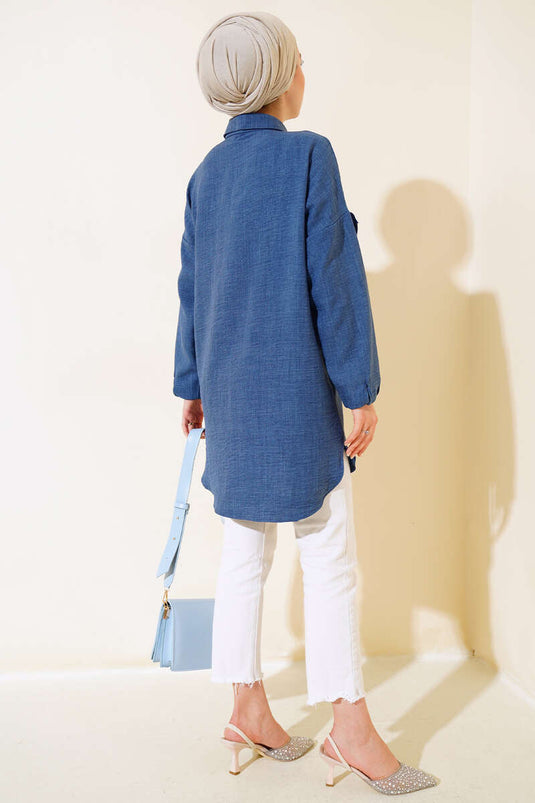 Pleated Swirled Shirt Indigo