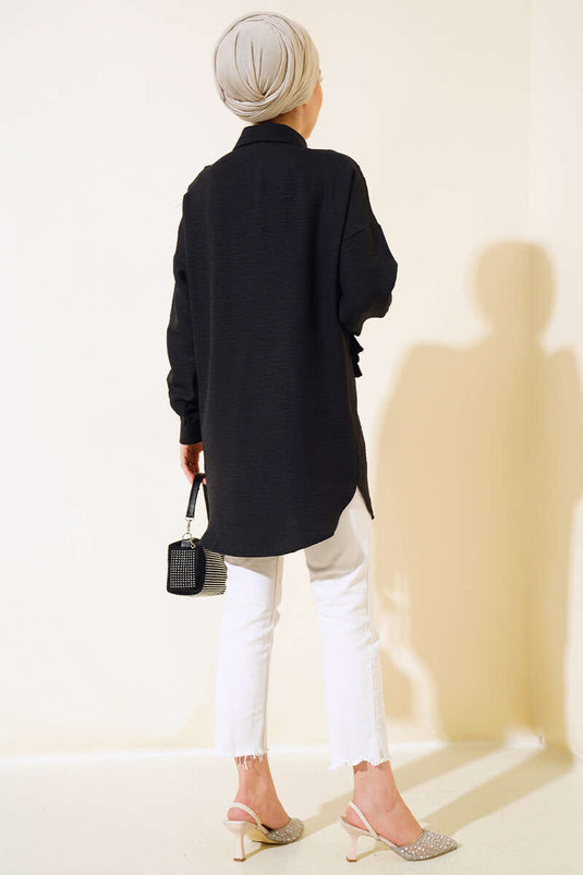 Pleated Swirled Shirt Black