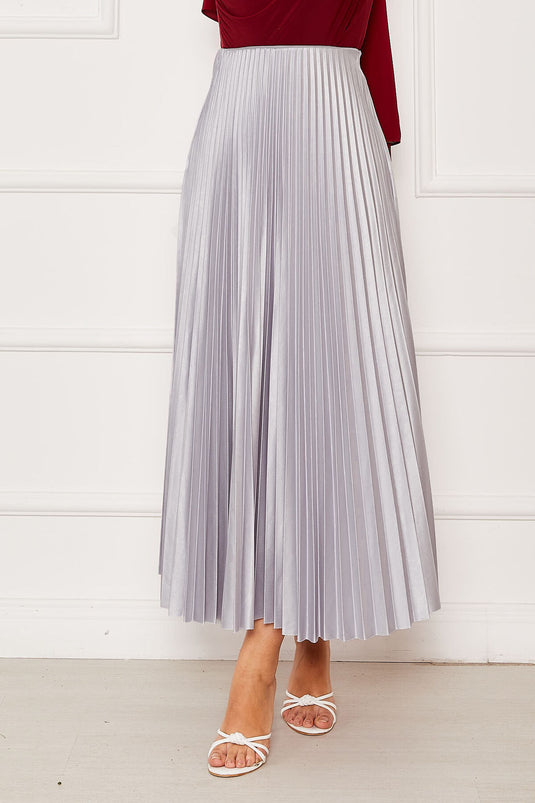 Jupe plissée à taille élastique grise