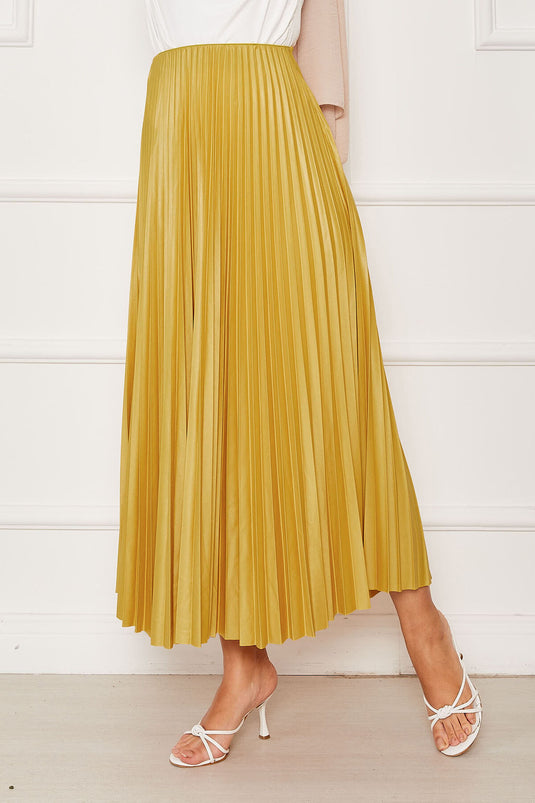 Piliseli Beli Lastikli Etek Hardal