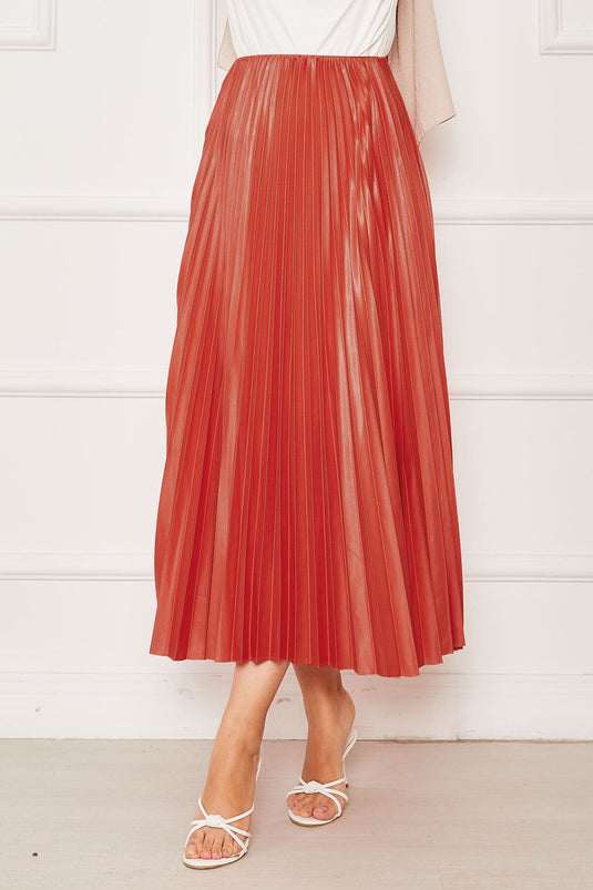Jupe plissée à taille élastique, motif fleur de grenade