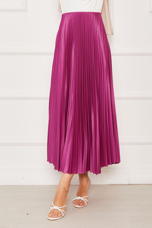 Jupe plissée à taille élastique rose