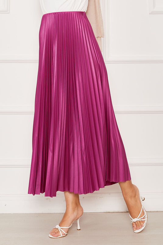 Jupe plissée à taille élastique rose