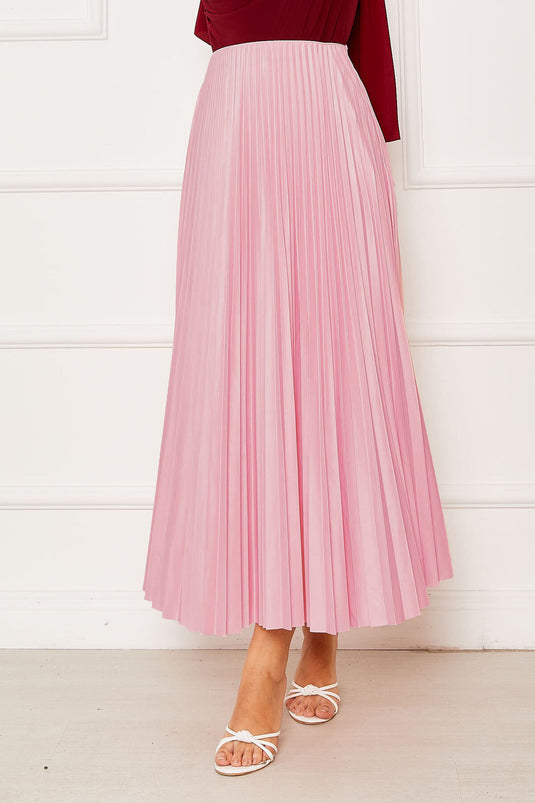 Jupe plissée à taille élastique Poudre