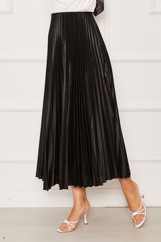 Jupe plissée à taille élastique noire