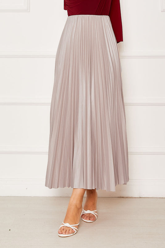 Jupe plissée à taille élastique ornementée de pierre