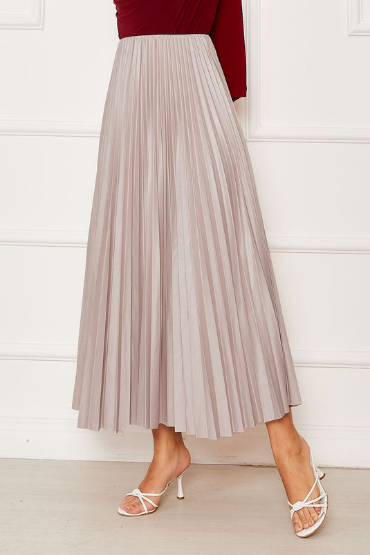 Jupe plissée à taille élastique ornementée de pierre