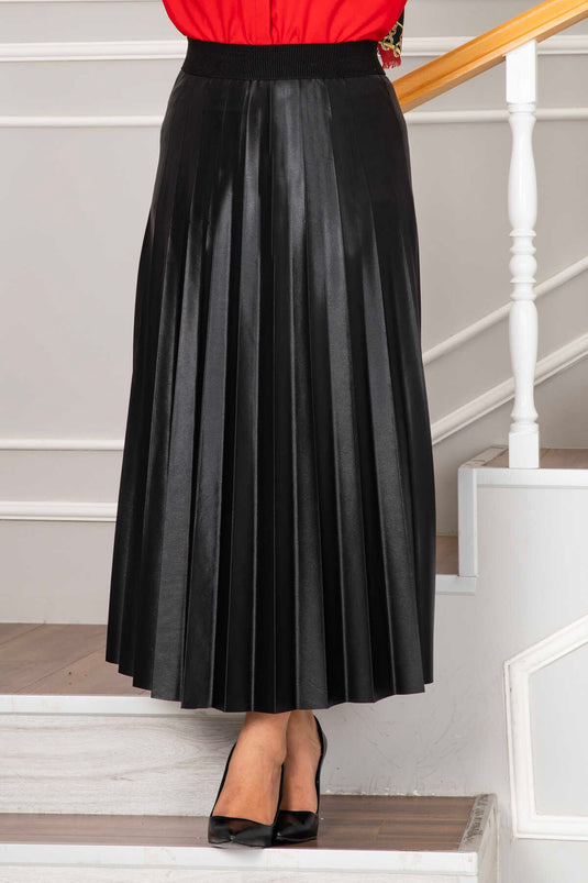 Gonna Hijab a pieghe con elastico in vita Nera