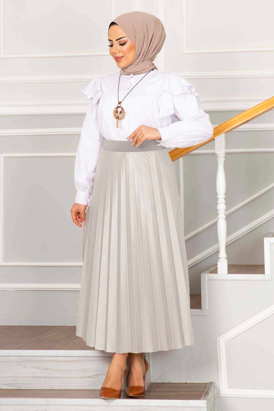 Gonna Hijab a pieghe con pietra elastica in vita