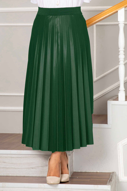 Falda hijab plisada con cintura elástica, esmeralda