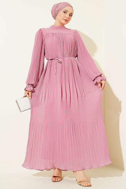 Robe de soirée plissée à cordon en poudre