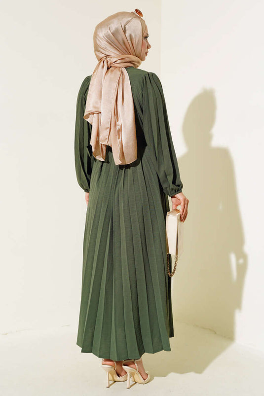 Robe plissée à ceinture Ayrobin Kaki