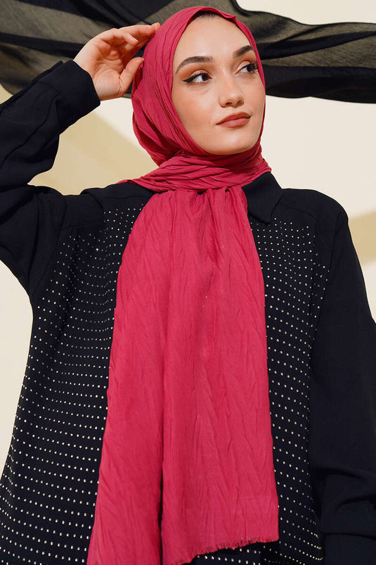 شال قطن مطوي ورد مغبر