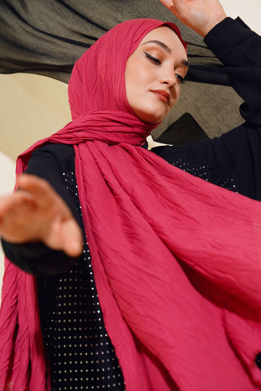 شال قطن مطوي ورد مغبر