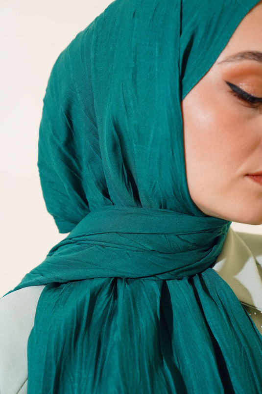 Plissierter Baumwollschal Smaragdgrün
