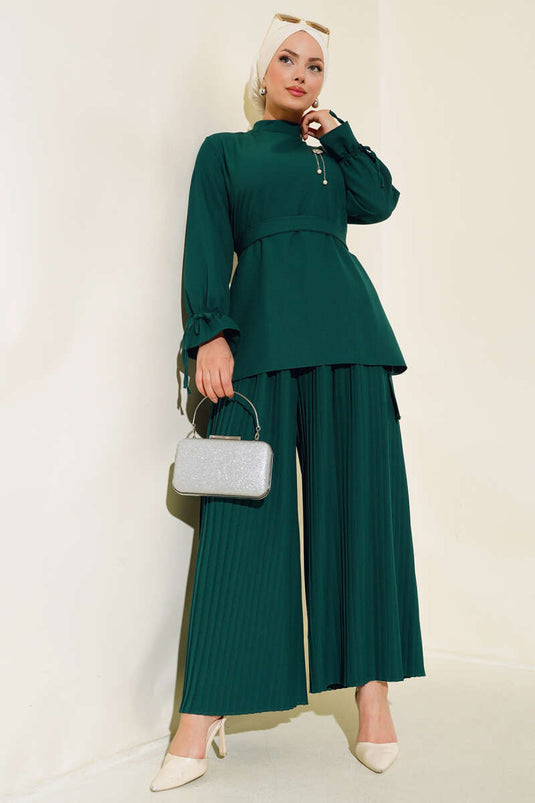 Pleated Pantsuit Emerald