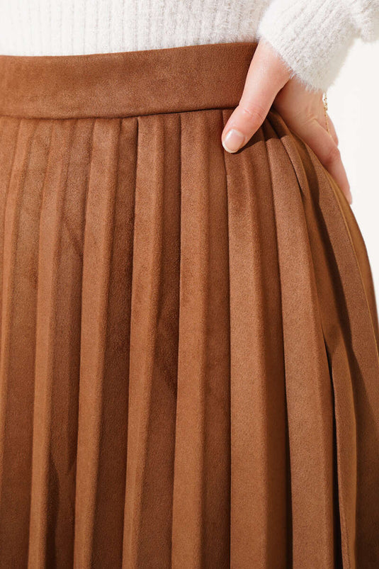 Piliseli Süet Etek Soft Kahve