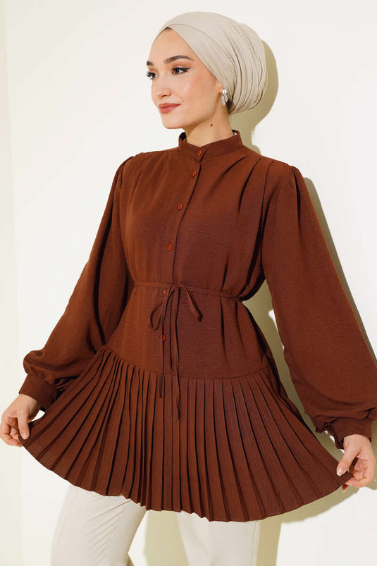 Piliseli Tunik Kahve