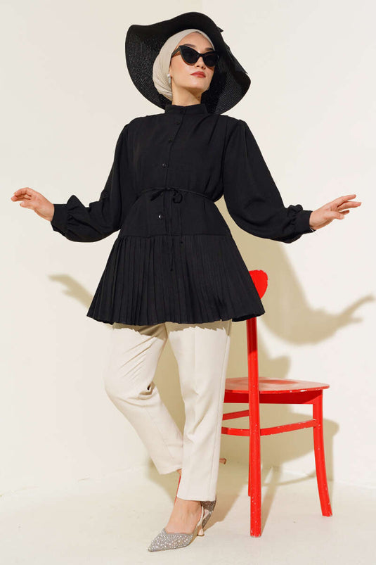 Pleated Tunic Black