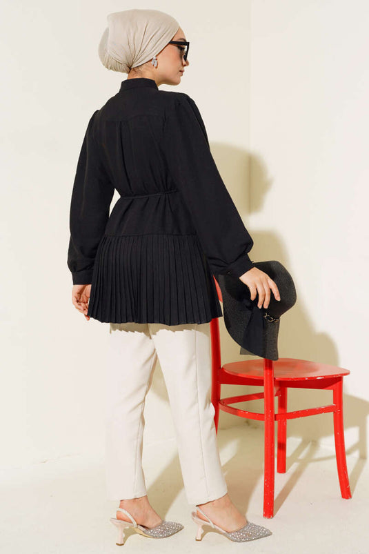Pleated Tunic Black