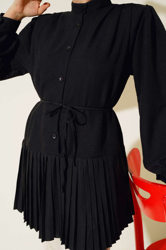 Pleated Tunic Black