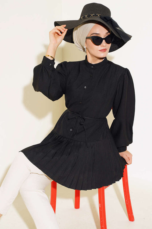 Pleated Tunic Black