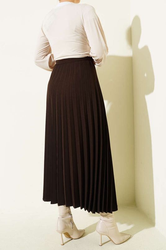 Jupe avec ceinture latérale Piliseli, détail, marron