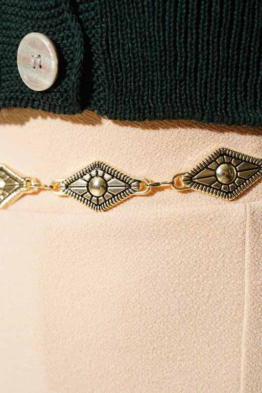 Pyramid Pattern Chain Belt Gold