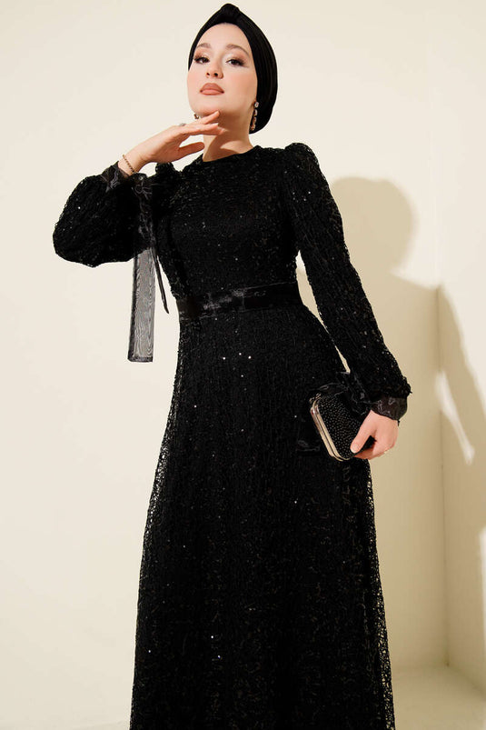 Sparkling Sequin Evening Dress Black