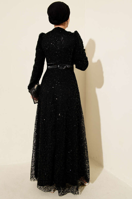 Sparkling Sequin Evening Dress Black