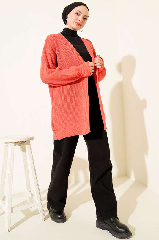 Gilet basique en point de riz, motif fleur de grenade