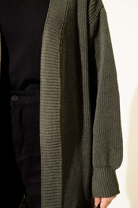 كارديجان أساسي بغرزة الأرز، أخضر داكن