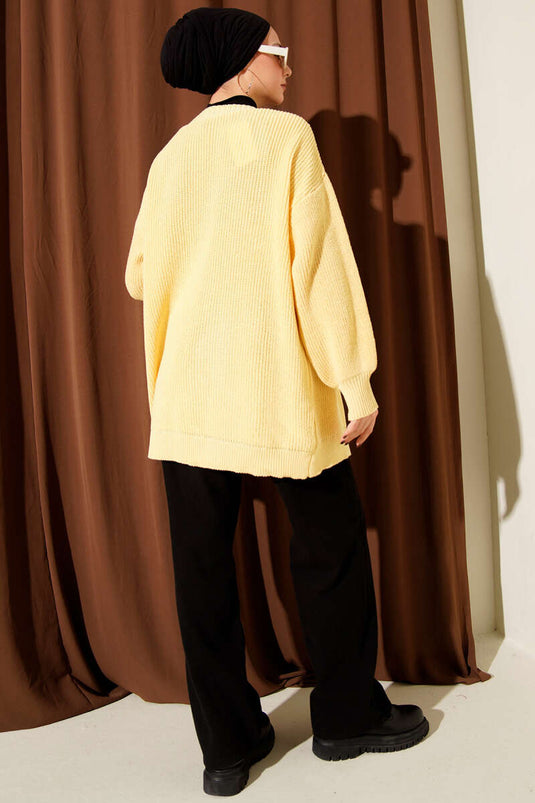 Gilet basique jaune à points de riz