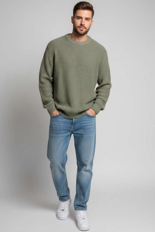 Suéter de punto de arroz para hombre en verde claro