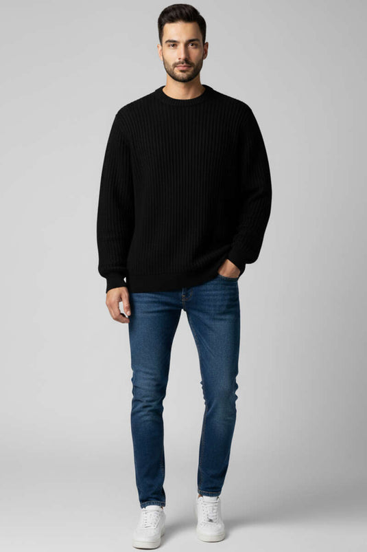 Pull homme Rice Stitch, noir