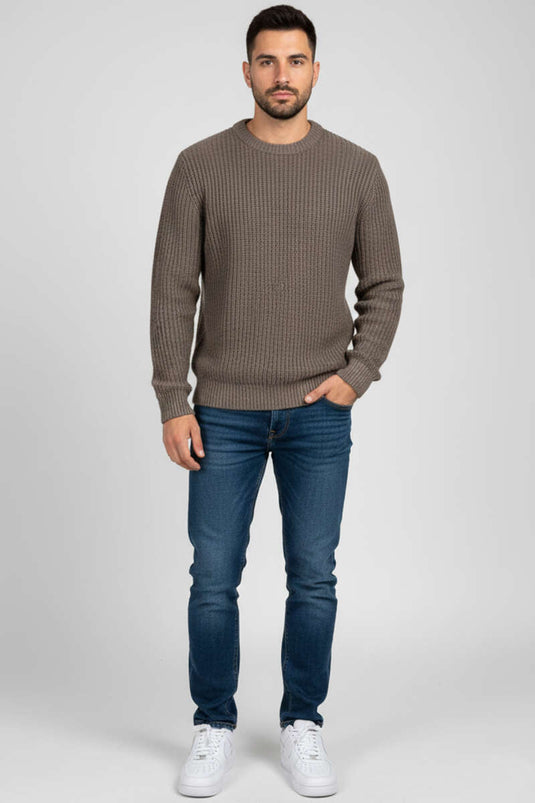 Suéter de punto de arroz para hombre, color visón